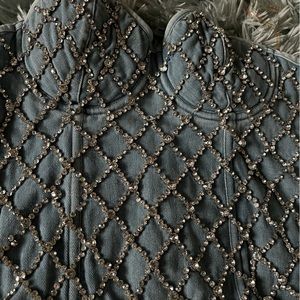 Denim bedazzled corset